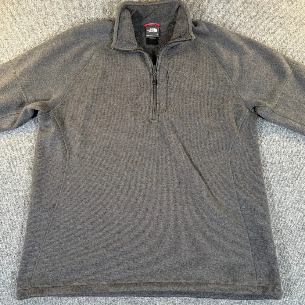 The North Face Mens Gordon Lyons 1/4 Zip Fleece Pullover Gray Large #3339